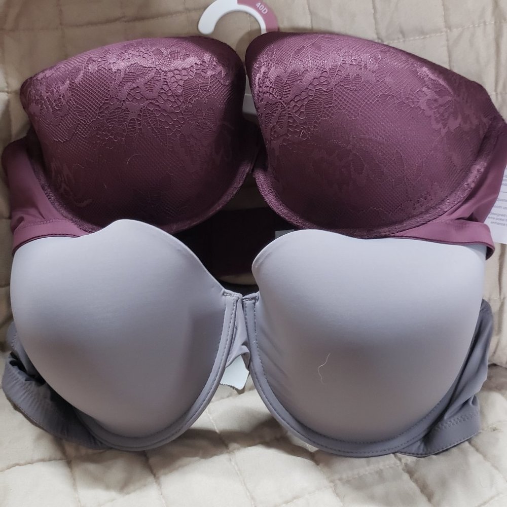 *NEW* SZ 40 D Auden - Women's 2-Pack Bra Red/Grey -  Size 40D - Picture 2 of 5